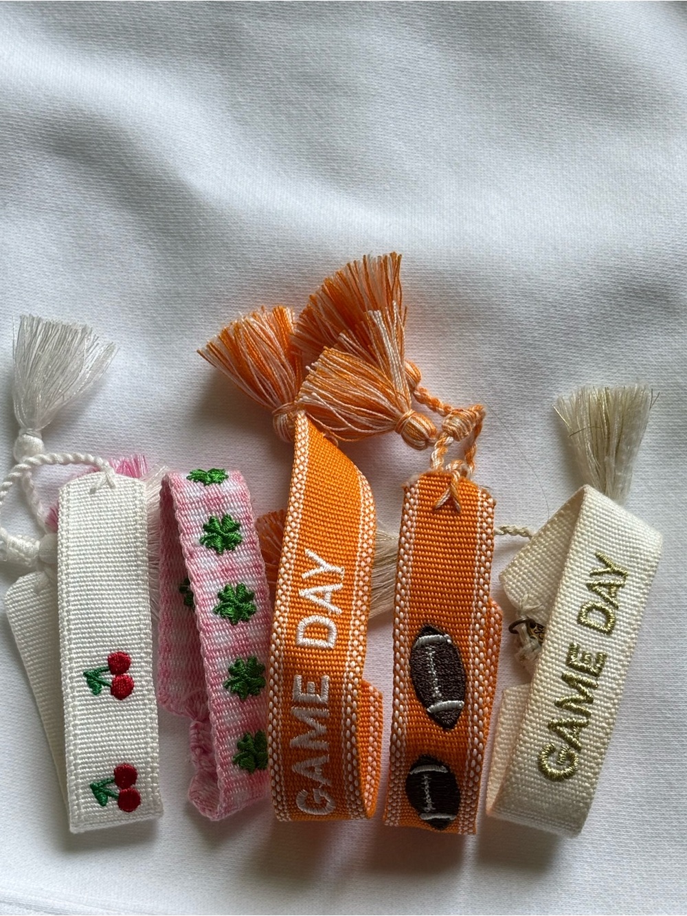 'Game Day' and miscellaneous embroidered adjustable Bracelet Set, jewelry
